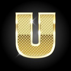Vector metal gold letter U N2