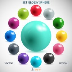 set abstract colored balls on a gray background N2