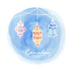 Hand drawn arabic lanterns watercolor background Ramadan vector N2