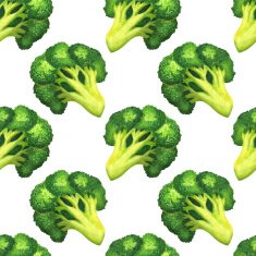 Watercolor seamless pattern with broccoli on a white background