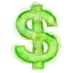 Painting of dollar symbol with watercolor effect N2