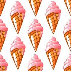 Ice cream waffle cones seamless pattern background