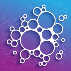 Abstract infographics white circles with shadow on blue and purp N2