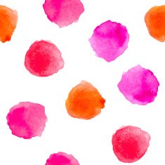 Hand drawn watercolor red and pink polka dot seamless pattern
