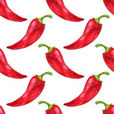 Watercolor seamless pattern with red peppers