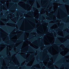 Technological black background with a pattern of triangles and dots