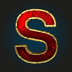 s vector red letter with gold