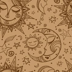 Tribal seamless pattern with sun moon and stars N5