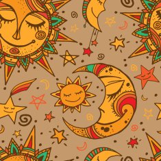 Tribal seamless pattern with sun moon and stars N6