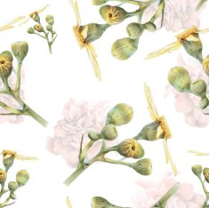 Seamless pattern with beautiful spring flowers and plants N29