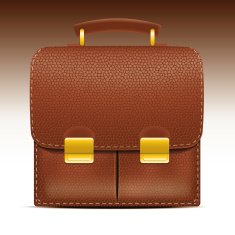 Retro Leather Briefcase Vector Icon