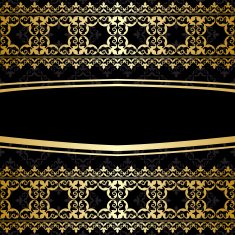 ornamental background with golden decorations - vector black card