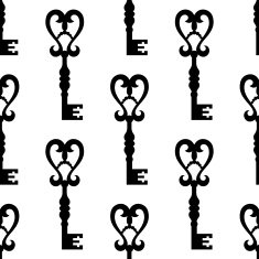 Old keys with heart shape seamless pattern N2