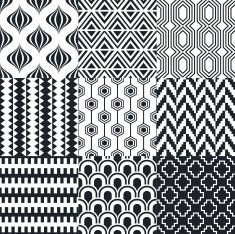 seamless monochrome geometric pattern set N6