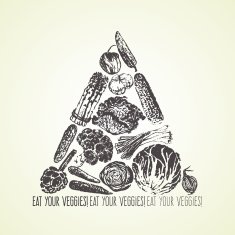 Ink hand drawn vegetables card