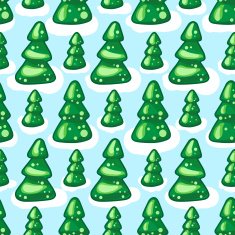 Seamless pattern of fir trees on snow N2