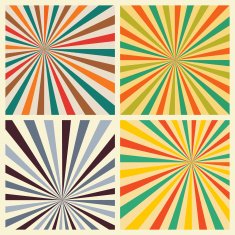 Sunburst Retro Textured Grunge Background Set