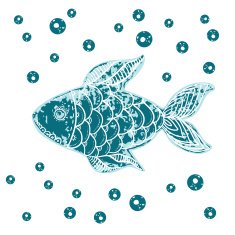 Blue grunge fish on white vector illustration N2