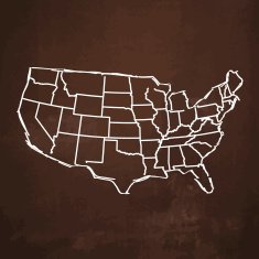 USA map sketched on rusty metal background