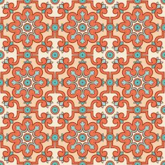 retro pattern with orange flowers N2