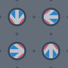 Seamless pattern with flat arrows and gear N2