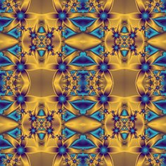 Flower pattern in fractal design Blue and gold palette N3