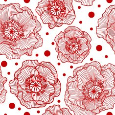 Seamless pattern with red lace poppies N2