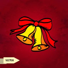 Holiday card with sketch Christmas bells N2