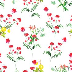Summer flowers watercolor seamless vector pattern