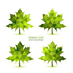 Green mosaic vector maple leaf