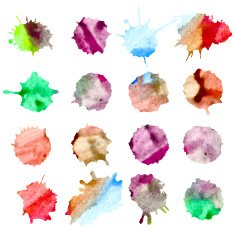 Set of colorful watercolor hand painted circle isolated on white N2