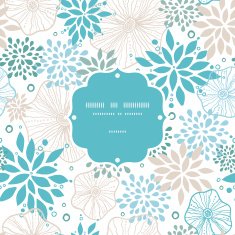 Blue and gray plants frame seamless pattern background