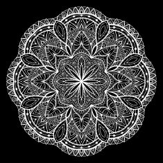 Knitted Lacy vector mandala on a black background N2