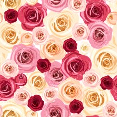 Seamless pattern with colorful roses Vector illustration