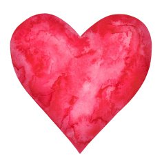 Watercolor paint red heart icon