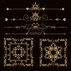 Decorative Elements Style Retro Vector - Set 5