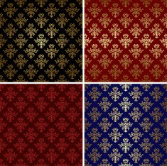 set of vector vintage patterns with gold tracery