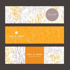 Vector magical floral horizontal banners set pattern background N2