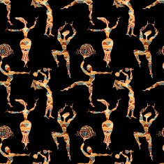 Ethnic seamless texture with figures of dancing people Vector i N2