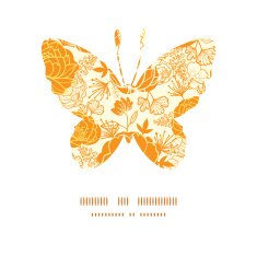 Vector golden art flowers butterfly silhouette pattern frame N2