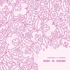 Vector pink flowers lineart frame corner pattern background N2