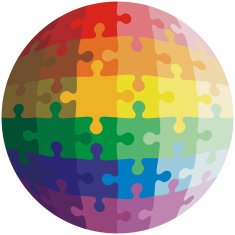Jigsaw puzzle shape of a ball colors rainbow
