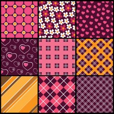 Set of 9 Vector Patterns for Valentine's Day N2