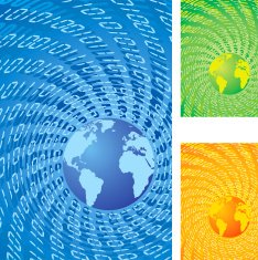 vector abstract globe binary code