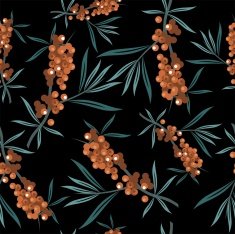 Seamless berry sea-buckthorn ornament color 306