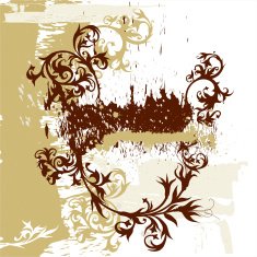 calligraphy flowers ornament on beige grunge background N6
