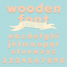 Vintage wooden alphabet Flat style