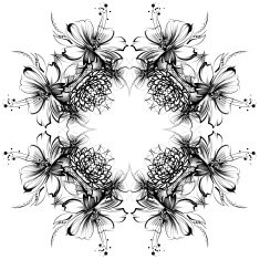 Roses and camomiles Mandala freehand drawing ornament pattern N6
