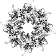Roses and camomiles Mandala freehand drawing ornament pattern N9