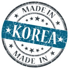 made in Korea blue grunge round stamp
